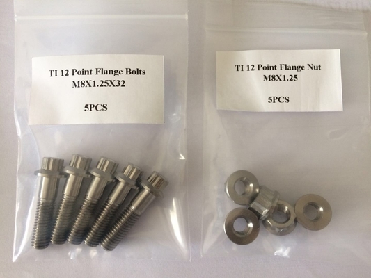 Exibição natural Grade GR5 Titânio parafusos M8 x1.25x 32MM 12 ponto parafusos para plantas químicas