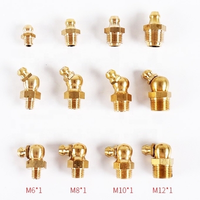 Brass resistente a altas temperaturas M8 M10 M6 5/16-24 1/4-19 1/4-28 Grease Zerk Nipple Fitting para aplicações industriais