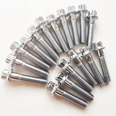 Bolhas de aço de borda dividida universal M7 x 32 mm para rodas BBS de alta resistência à tração cromadas
