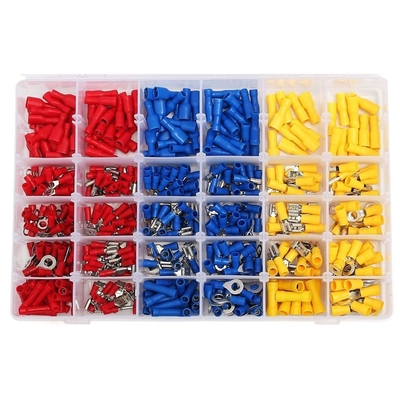 480pcs terminais isolados conector elétrico crimp traseiro espada anel de garfo conjunto de terminais Kit com caixa para ano universal