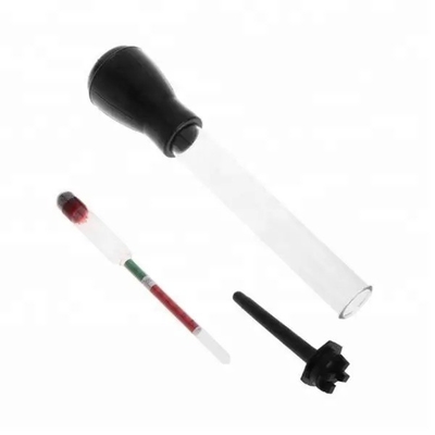 Preto e Vermelho 330mm/13&quot; tubo de borracha de vidro comprimento hidrômetro de bateria de carro para detecção rápida de eletrólito de água ácida