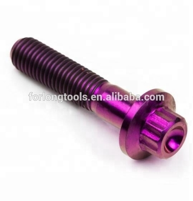 6AL-4V GR5 DIN Standard M7*32 12 Point Flange Head Titanium Split Rim Bolt para BBS e Design Durável