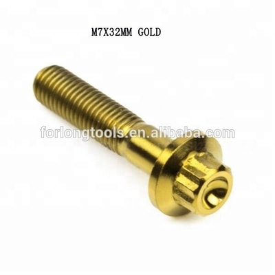 6AL-4V GR5 DIN Standard M7*32 12 Point Flange Head Titanium Split Rim Bolt para BBS e Design Durável