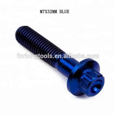 6AL-4V GR5 DIN Standard M7*32 12 Point Flange Head Titanium Split Rim Bolt para BBS e Design Durável