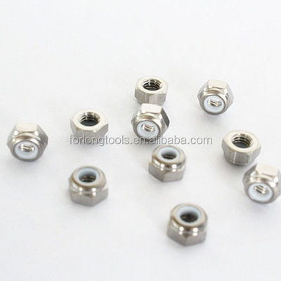Algodão de titânio M6x1.25 Hex Flange Head Lock Nuts com acabamento universal e inserção de nylon que cumprem os requisitos da norma DIN