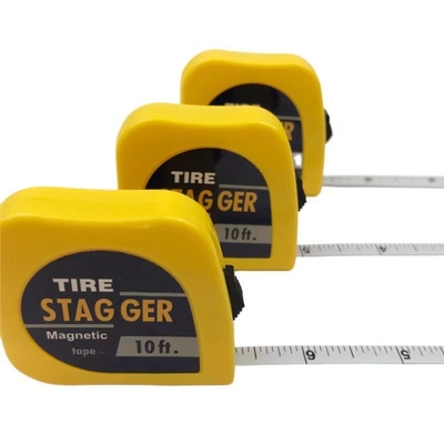 Amarelo 10 pés pneu de corrida magnético Stagger fita medida 1/4 &quot; Largura da lâmina para medição de precisão em polegadas imperiais