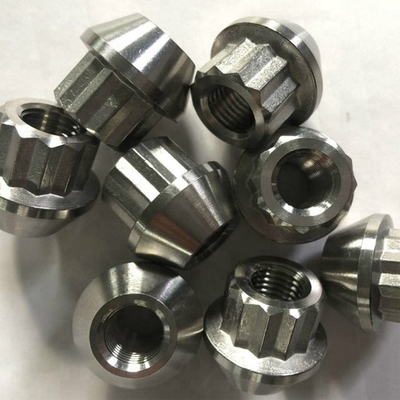 Nozes de flange de titânio de acabamento liso padrão DIN para 1/2-20 componente de fixação de roda roscado