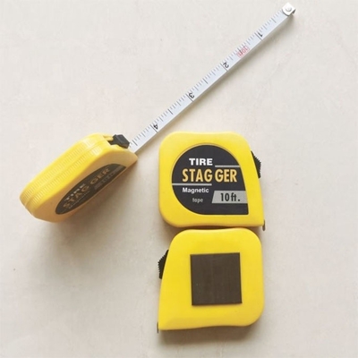 Cor Amarelo Carros de corrida Stagger fita de medição Toque 10 pés * 1/4 &quot; com Imperial Sistema de Medição e Ferramentas Magnéticas