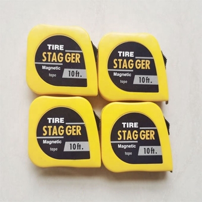 Cor Amarelo Carros de corrida Stagger fita de medição Toque 10 pés * 1/4 &quot; com Imperial Sistema de Medição e Ferramentas Magnéticas