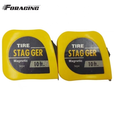 10 FT Lâmina de aço para pneus de corrida Stagger Measure com parte traseira magnética e acabamento cromado Logotipo personalizado