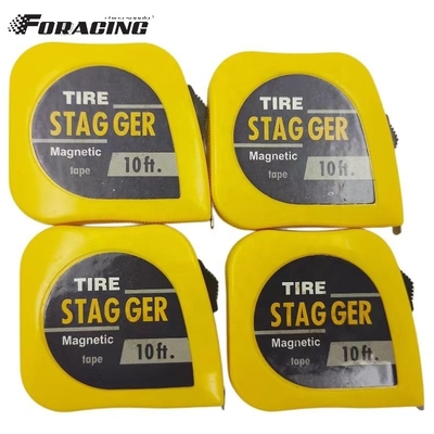 10 FT Lâmina de aço para pneus de corrida Stagger Measure com parte traseira magnética e acabamento cromado Logotipo personalizado