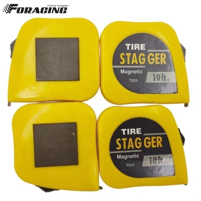 10 FT Lâmina de aço para pneus de corrida Stagger Measure com parte traseira magnética e acabamento cromado Logotipo personalizado