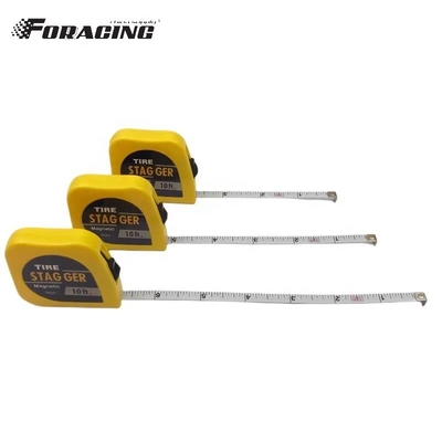 10 FT Lâmina de aço para pneus de corrida Stagger Measure com parte traseira magnética e acabamento cromado Logotipo personalizado