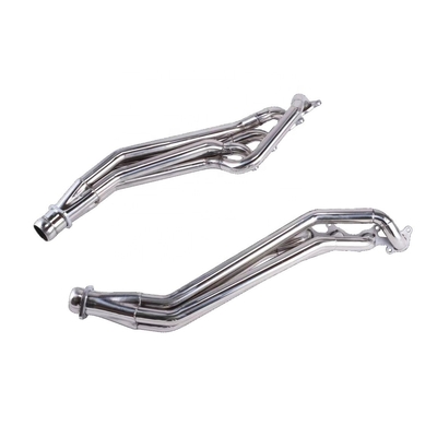 Cabeça de tubo longo de escape de aço inoxidável universal para Mustang Multifold Carro de corrida Prata Substituição/reparação