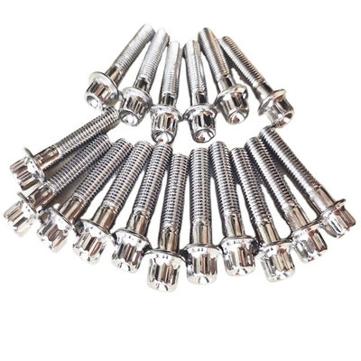 Acessórios universais para carros Titânio Gr5 12 PT RS/ RX Kit de aro dividido M7 x 32 parafuso e porca parafusos de flange de prata parafuso natural