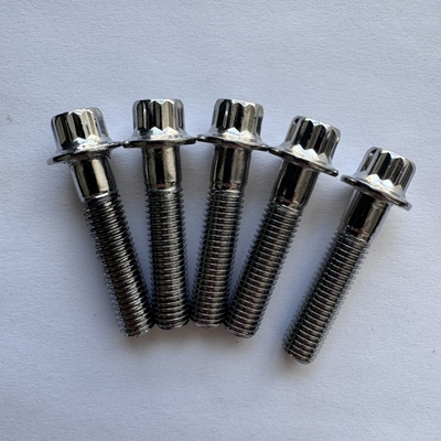 Acessórios universais para carros Titânio Gr5 12 PT RS/ RX Kit de aro dividido M7 x 32 parafuso e porca parafusos de flange de prata parafuso natural