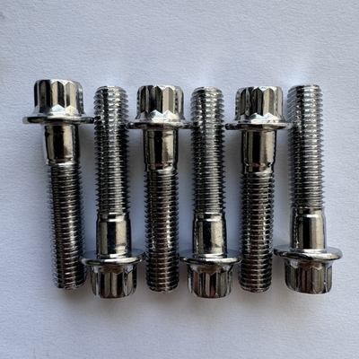 Indústria de geração de energia Titânio parafuso M8 x 1,25 x 32mm 12 ponto flange com DIN padrão e acabamento prateado