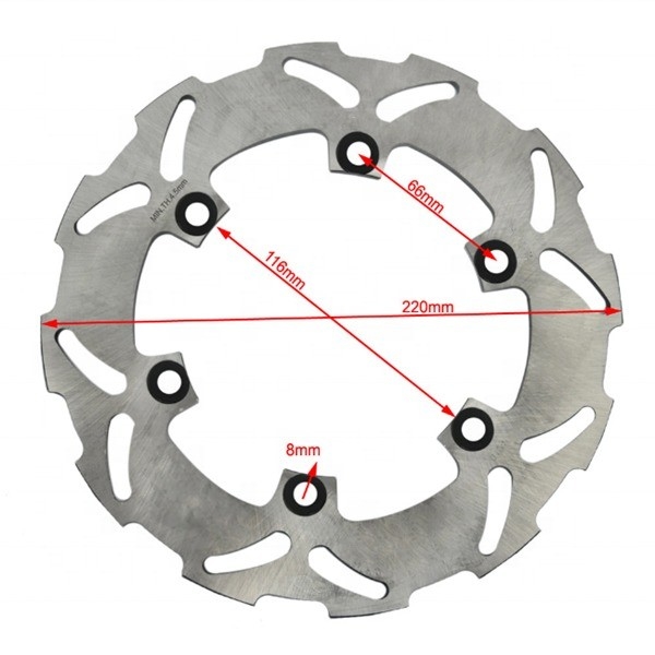 Rotor de disco de freio traseiro fixo de 220 mm OD para Yamaha TT 250 YZF R6 600 YZF R1 1000 Freio suave e desempenho consistente