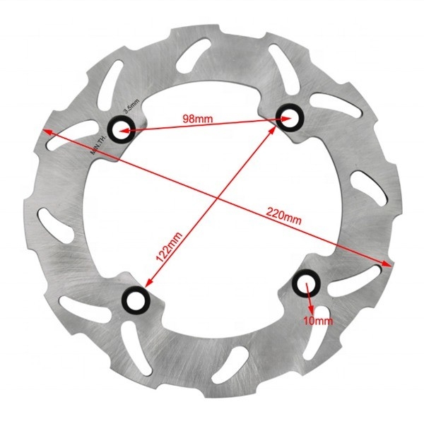 Rotor de disco de freio traseiro leve de 220 mm para Honda CR E 125 CR R 125 AX-1 250 Design fixo 4 furos de montagem 0,62kg