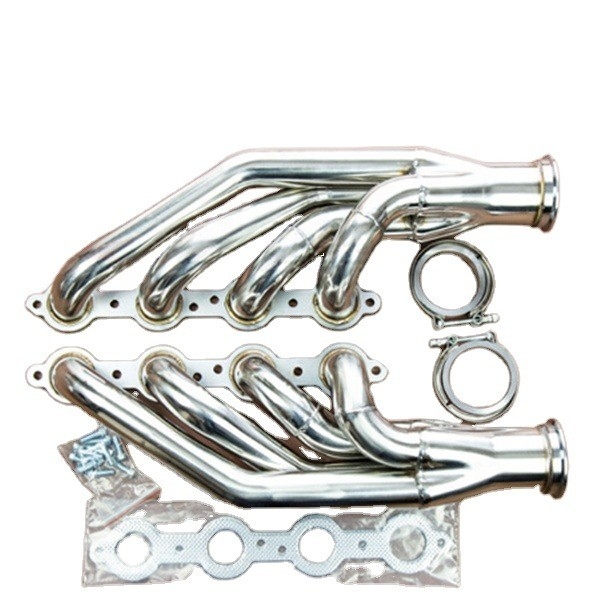 Cabeça de escape de aço inoxidável de corrida polida Manifold para 97-14 Chevy Small Block V8 LS1 LS2 LS3 LS6 LSX Tubo de escape de automóvel