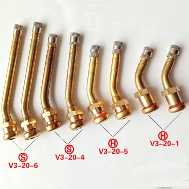 Válvula de pneu universal de latão sem tubo com pneu de roda de extensão V3-20-1 V3-20-6 V3-20-4 V3-20-5 Standard OE NO. e Universal