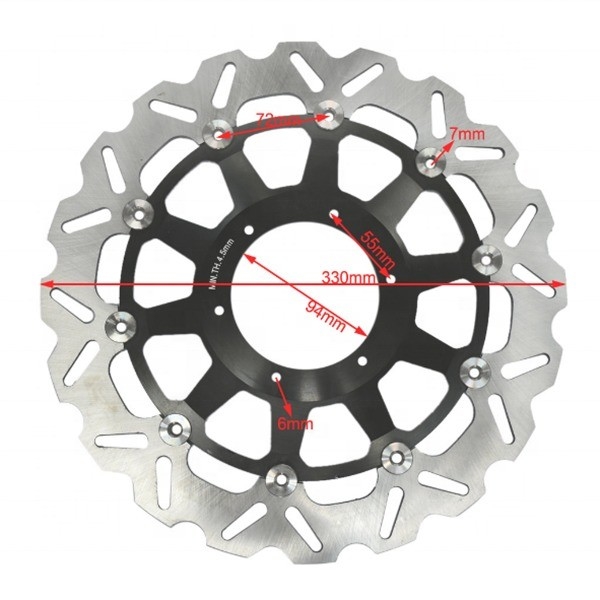 6 Furo de montagem 330MM de aço inoxidável Rotor de disco de freio flutuante de motocicleta para Honda CBR929 RR CBR954 RR e desempenho