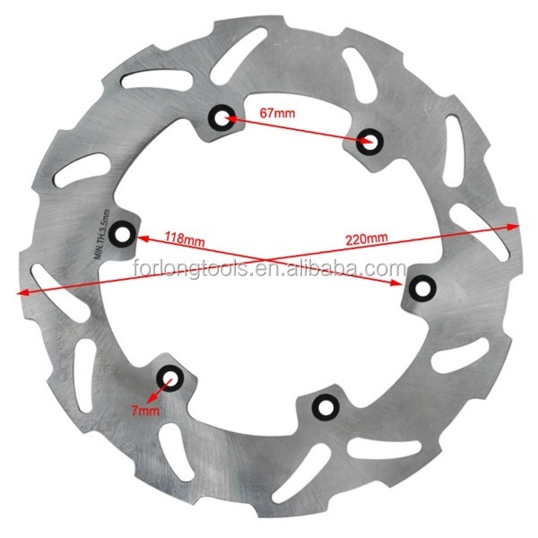 Rotor de travagem de titânio de espessura de 3,5 mm de aço inoxidável de 220 mm OD para Suzuki RM 125 250 RMX S 250 DRZ E 400 Peças de motocicleta