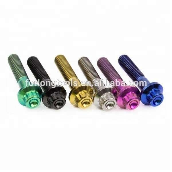 6AL-4V GR5 DIN Standard M7*32 12 Point Flange Head Titanium Split Rim Bolt para BBS e Design Durável