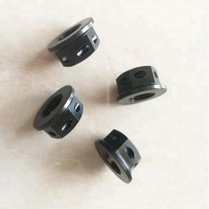 Finitura PVD resistente à corrosão M10 X 1.25 Nozes de flange hexadecimal de titânio preto perfuradas para fio de bloqueio DIN Standard
