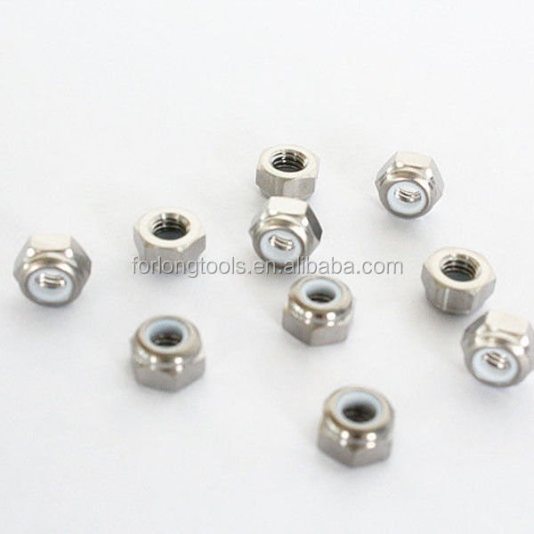 Algodão de titânio M6x1.25 Hex Flange Head Lock Nuts com acabamento universal e inserção de nylon que cumprem os requisitos da norma DIN