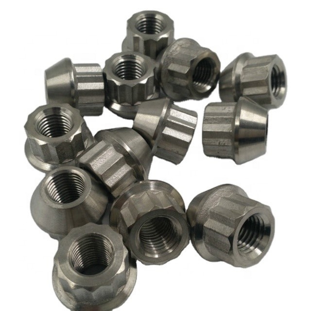 Nozes de flange de titânio de acabamento liso padrão DIN para 1/2-20 componente de fixação de roda roscado