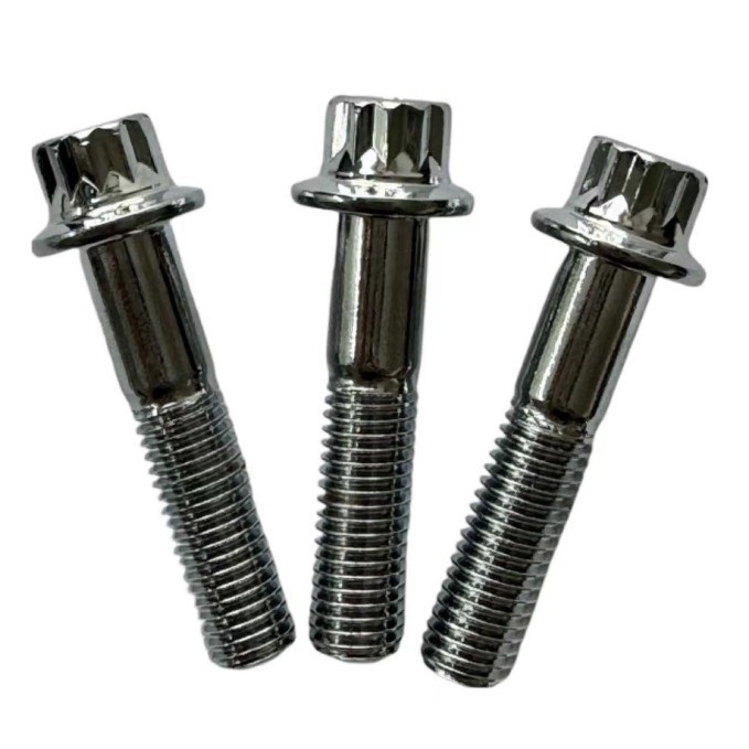 Acessórios universais para carros Titânio Gr5 12 PT RS/ RX Kit de aro dividido M7 x 32 parafuso e porca parafusos de flange de prata parafuso natural